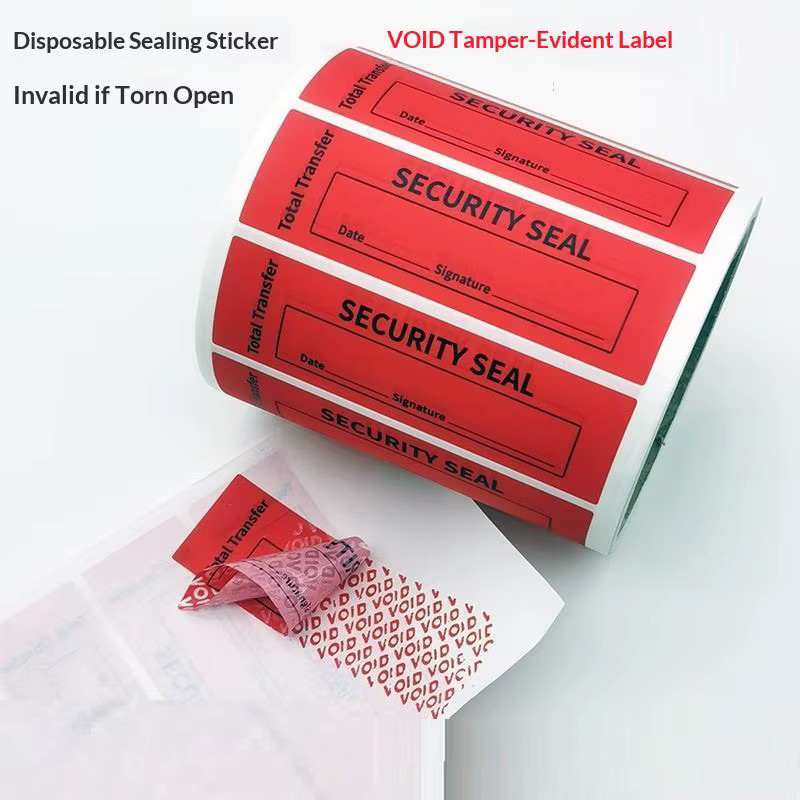 Total Transfer Tamper Evident Labels Sicherheitsaufkleber mit Void-Effekt und dreifacher Seriennummer in Rot und Blau, 100 Stück, B: 25 mm, H: 85 mm - Bild 3