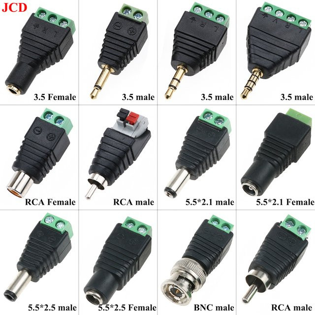 JCD Audio Jack Stecker und Buchse mit Schraubterminal für Mono oder Stereo in Schwarz (3,5 mm) - Bild 1