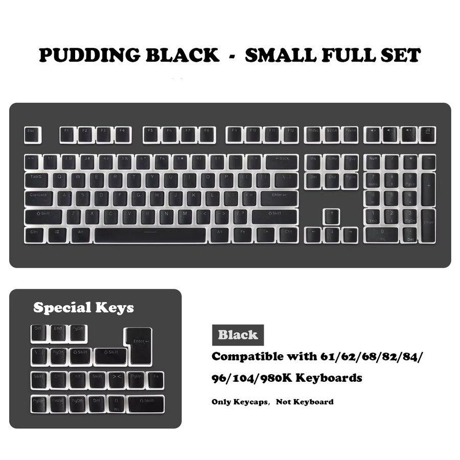 Letter Drive Pudding Keycaps in Weiß, 129 Tasten PBT Double Shot OEM-Profil für mechanische Tastaturen mit MX-Schaltern, ISO-Layout und RGB-Hintergrundbeleuchtung - Bild 3