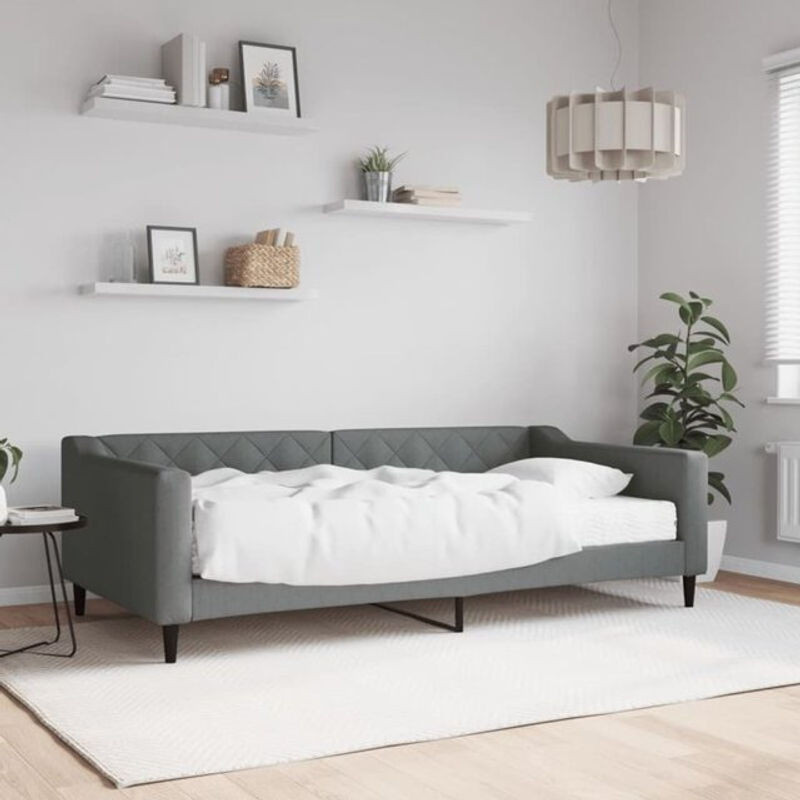 Modernes Polsterbett mit Matratze von vidaxl in Anthrazit und Grau aus Stoff und Metall, B/T: 100 x 200 cm - Bild 1