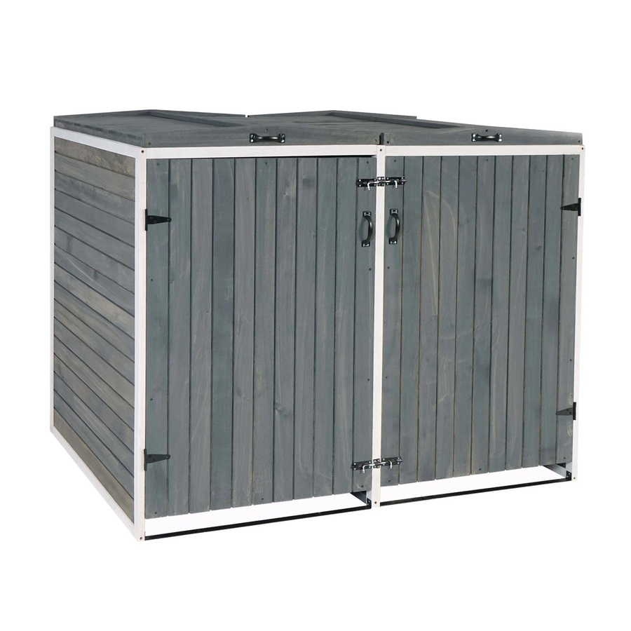 Proregal XL Mülltonnenverkleidung aus Tannenholz für 2 Mülltonnen, Grau-Weiß, H x B x T: 126 x 158 x 98 cm - Bild 2