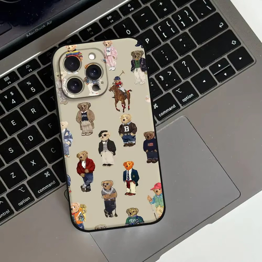 Stoßfeste Silikon-Handyhülle im Teddybär-Design für iPhone 17 16 15 14 13 12 11 Pro Max Mini XS XR 7 Plus in Multicolor - Bild 4
