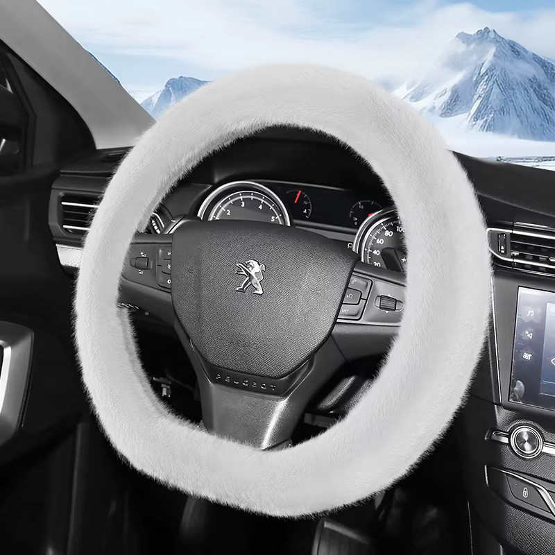 Hocasen Plüsch-Lenkradabdeckung für Peugeot, rutschfeste Schutzhülle für Herbst und Winter - Bild 2
