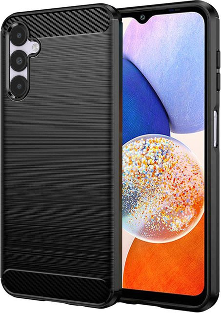 Techsuit Schutzhülle für Samsung Galaxy A14 und Galaxy A14 5G (A145 / A146) in Schwarz mit Carbon-Design - Bild 1