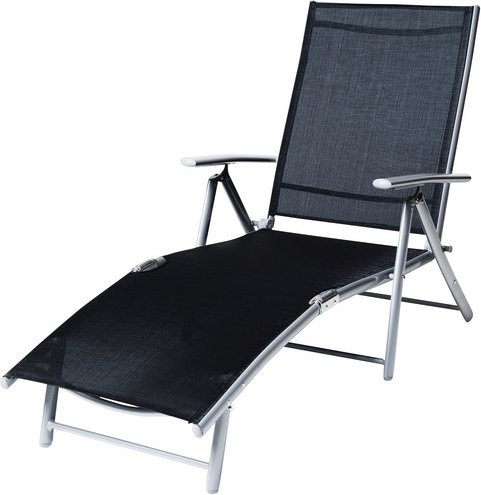 Merxx Deckchair Liegestuhl mit Armlehnen aus Aluminium und Textilgewebe, Schwarz - Bild 1