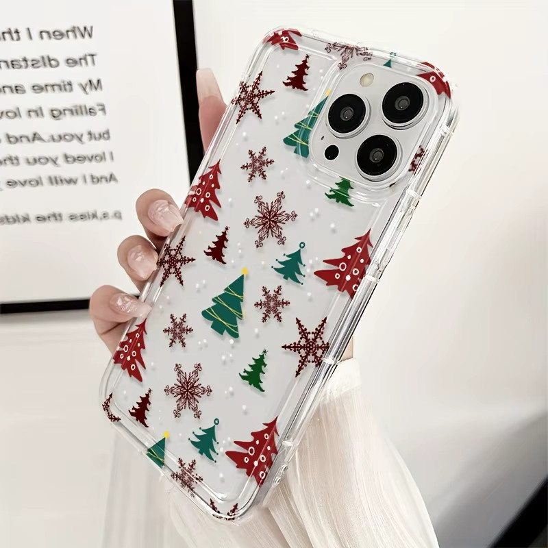 Transparente TPU-Handyhülle mit Weihnachtsbaum- und Schneeflockenmuster für iPhone 11 bis iPhone 17 Pro Max - Bild 2