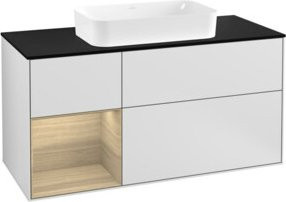 V&B Waschtischunterschrank Finion in Weiß lackiert mit offenem Regal links, Breite: 120 cm, Tiefe: 50,1 cm, Höhe: 50,1 cm - Bild 1