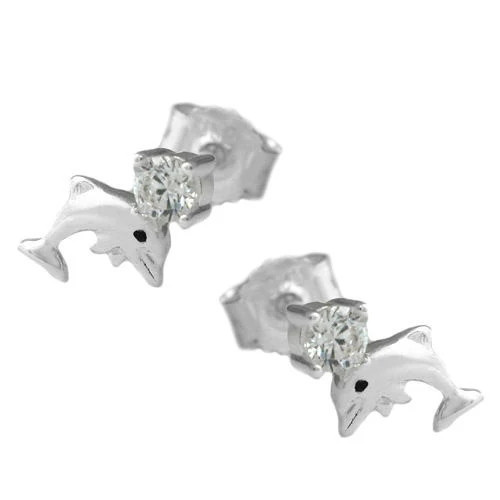 Colfem Ohrstecker Delfin, Zirkonia, 925 Silber, Kinder - Bild 1