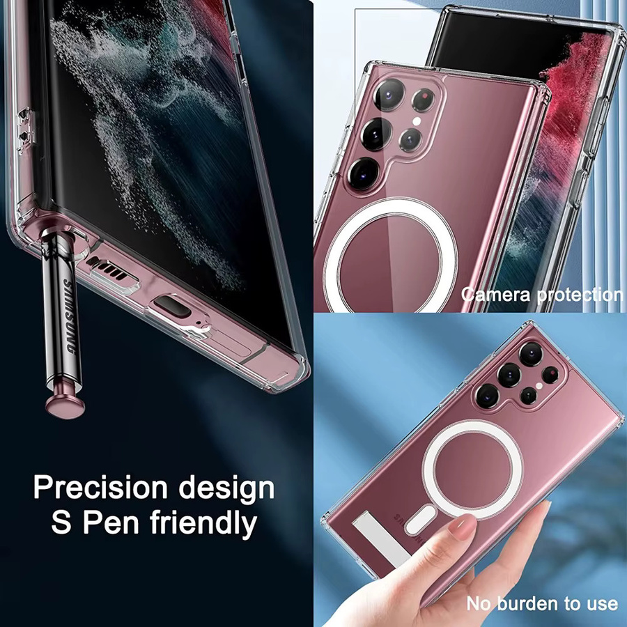 Transparentes Samsung Galaxy Schutzgehäuse mit Kristall-Optik und stoßfester Metallständer für Galaxy S22 Ultra, S23 Plus und S21 FE - Bild 3