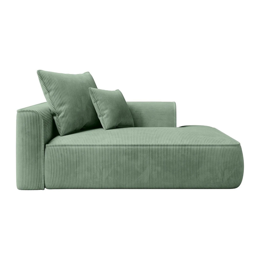 Vente-unique Recamiere Pineta ohne Schlaffunktion aus Cordsamt in Mandelgrün B: 180 cm, T: 115 cm, H: 67 cm - Bild 2