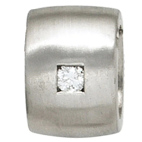 Colfem Anhänger 925 Sterling Silber, rhodiniert, mattiert, Diamant Brillant 0,05ct - Bild 1