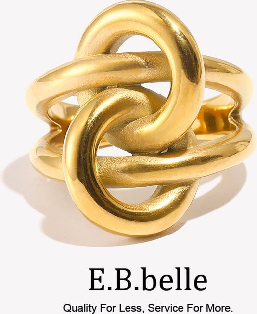 E.B.belle Knotenring, 18 Karat vergoldeter Edelstahl, Damen - Bild 1