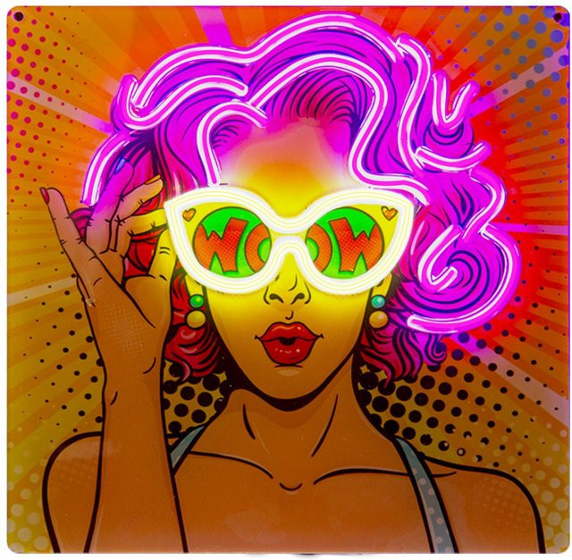 LED-Leuchtschild Worw Girl Mode mit RGB-Neon-Effekt in Multicolour, Schwarz, B: 32 cm, H: 32 cm - Bild 1