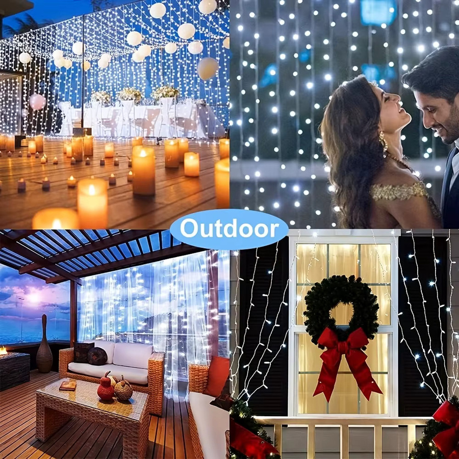 GHUSTAR Solar-Lichtvorhang für den Außenbereich mit 300 LEDs, wasserdicht, mehrfarbig, dimmbar mit Fernbedienung, Timer und Speicherfunktion - Bild 5