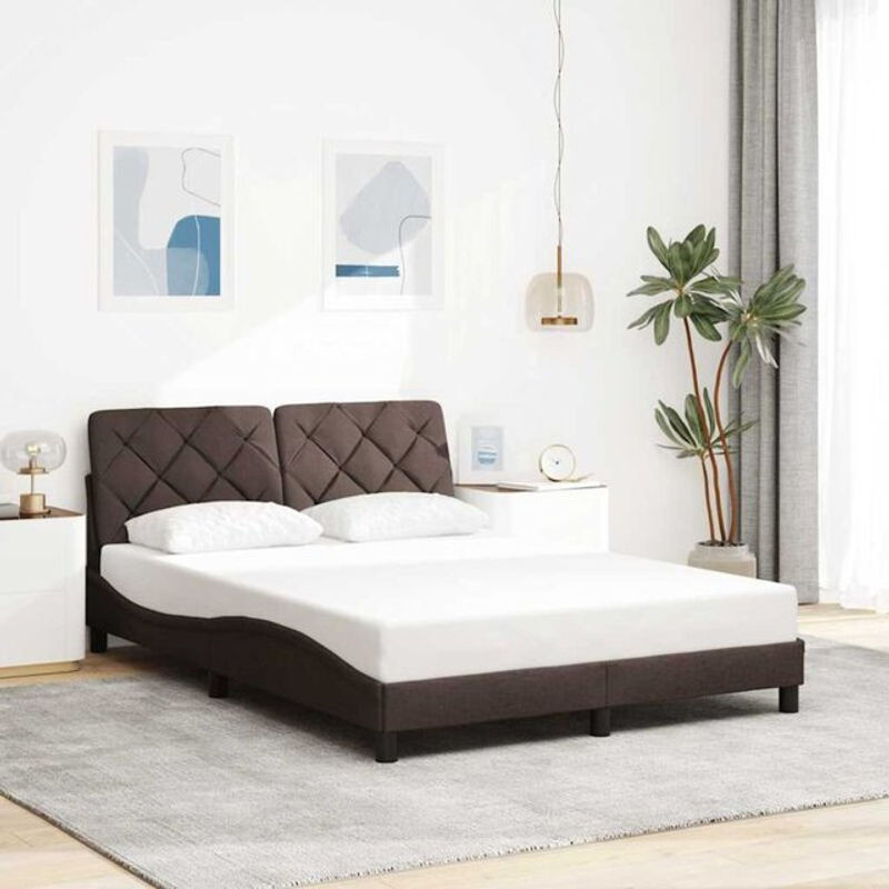 Modernes Polsterbett vidaxl aus Stoff und Metall in Braun, B/T/H: 120 x 200 cm, ohne Matratze - Bild 1