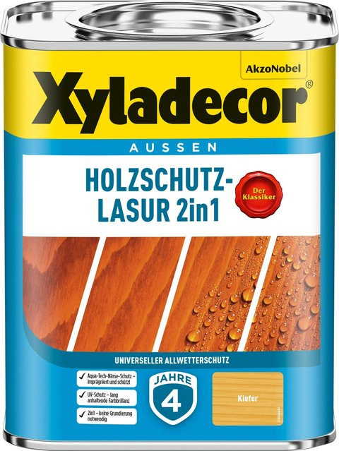 Xyladecor Holzschutz-Lasur 2in1 Kiefer Braun Matt 0,75 l - Bild 1