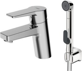 Hansa Waschtisch-Einhebelmischer HANSATWIST in Chrom mit Funktionsbrause und 12,1 cm Ausladung - Bild 1
