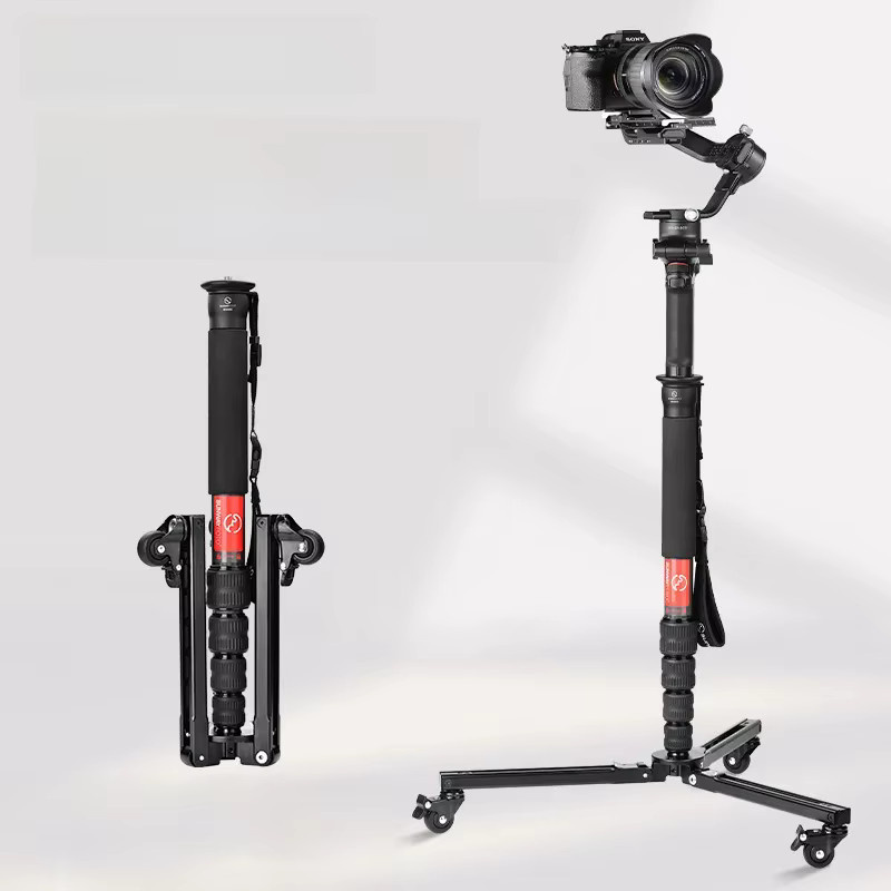 SUNWAYFOTO T1A20R Einbeinstativ-Dolly in Schwarz mit Gummirädern und 50 kg Traglast - Bild 1