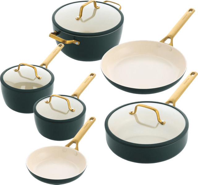 GreenPan Padova 10-teiliges Topf- und Pfannenset aus Keramik und Aluminium in Pine Green - Bild 1