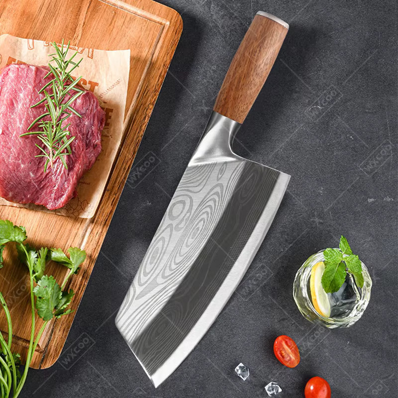WXCOO Handgefertigtes Chinesisches Kochmesser aus Silber und Holz für Fleisch, Fisch und Gemüse - Bild 5