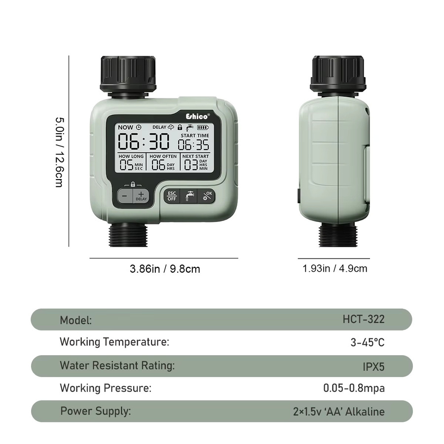 HCT-322 Automatischer digitaler Wassertimer für die intelligente Gartenbewässerung und Außenbewässerung - Bild 3