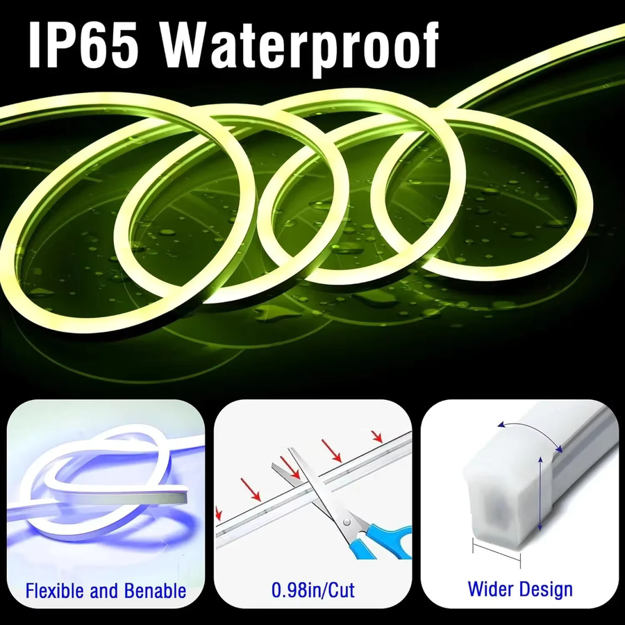 Saimili RGBIC LED-Streifen Neon Flex als intelligente USB-Beleuchtung mit App-Steuerung und Fernbedienung, wasserdichtes Silikon-Lichtseil in Multicolour zur Raumdekoration - Bild 6
