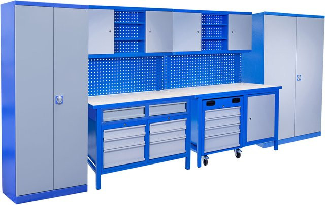 Güde Werkstatteinrichtungs-Set GWS Pro 4300, 10-teilig, Blau, mit Lochwand und Rollbarkeit - Bild 1