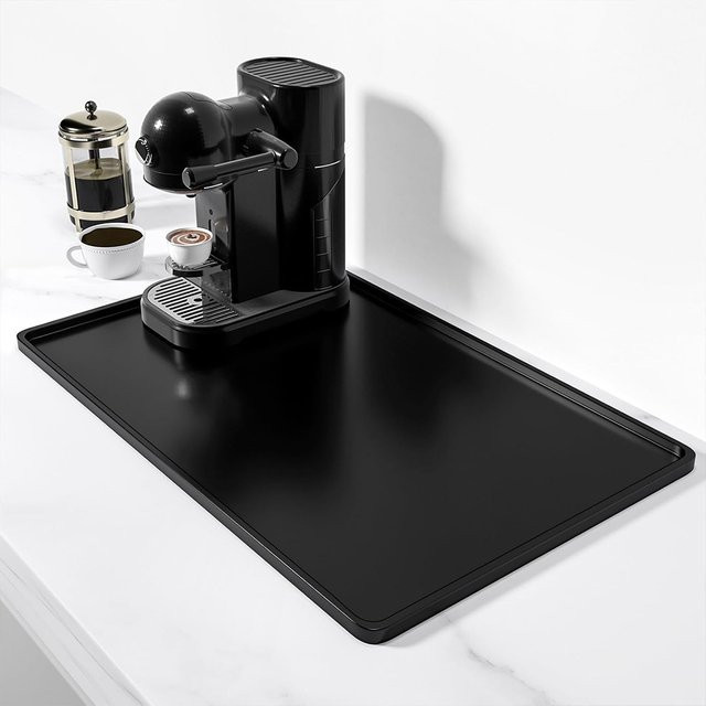 VKTECH Silikon-Kaffeematte als rutschfeste Abtropfmatte und hitzebeständige Unterlage für deine Espressomaschine, Grau, B: 28,0 cm, T: 47,0 cm, H: 1,5 cm - Bild 1