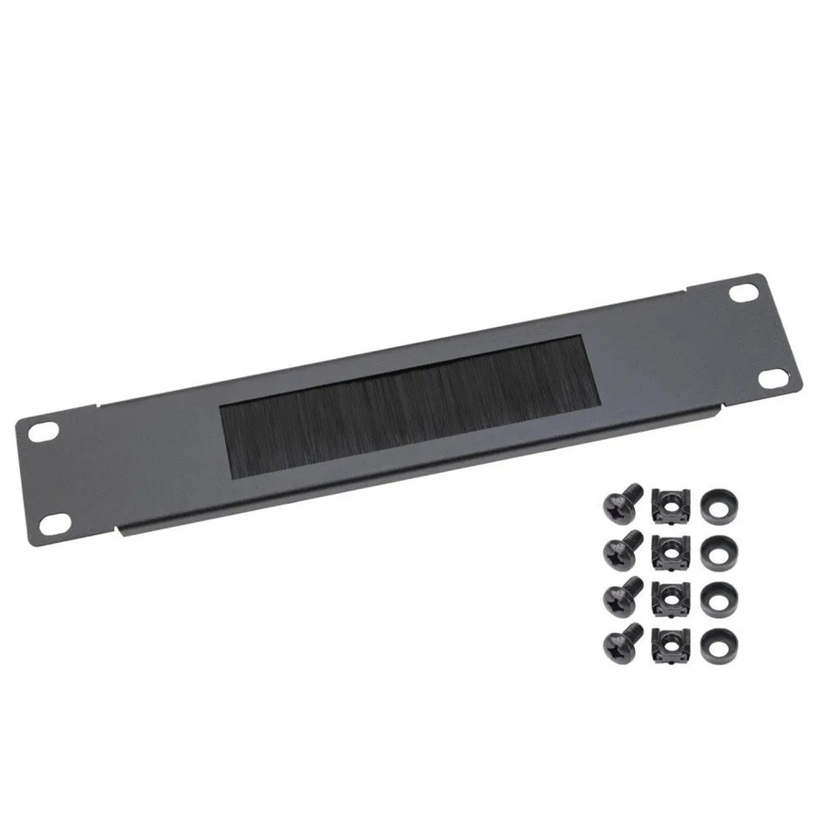 HMF Kabeldurchführung mit Bürsteneinsatz für 10 Zoll Serverschrank, 1 HE, Schwarz - Bild 2