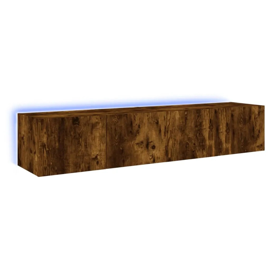 vidaXL Set 2 Stück TV-Wandschränke mit LED-Beleuchtung in Räuchereiche, modern für dein Wohnzimmer, B: 80 cm, T: 35 cm, H: 31 cm - Bild 2