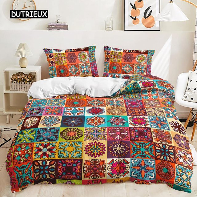 Boho Blumen Bettwäsche Set mit floralem Design in Multicolour, B/H: 135 x 200 cm - Bild 1