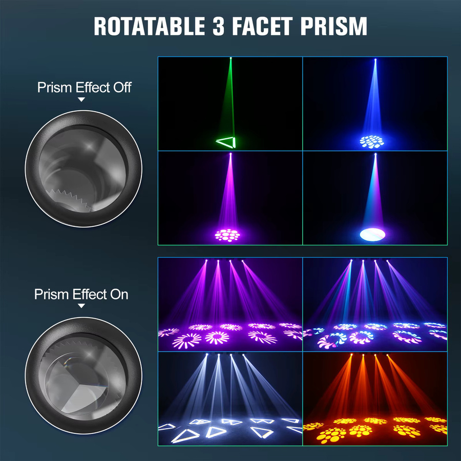 U'King 85W LED Moving Head Bühnenlicht mit DMX512 RGBW Strahl und 3/5 Prisma Effektlicht für DJ, Disco und Party - Bild 3