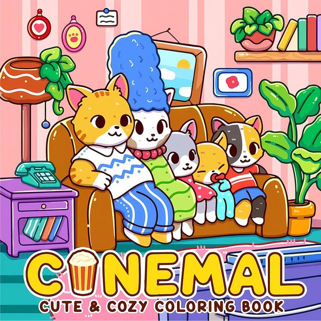 CINEMAL Malbuch für Erwachsene, Cartoon-Motive, Einfache Muster - Bild 1