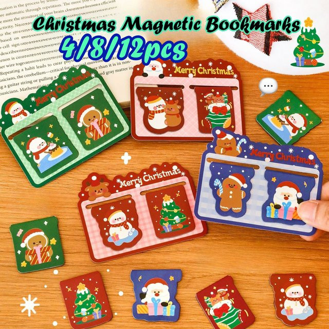 TWBEB Magnetische Weihnachts-Lesezeichen aus Kunststoff in Multicolor, Set mit 4/8/12 Stück - Bild 1