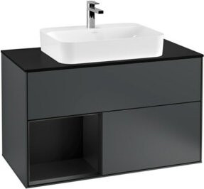V&B Waschtischunterschrank Finion 100 mit Wandbeleuchtung, Lackiert, B/T/H: 100 x 50,1 x 50,1 cm - Bild 1