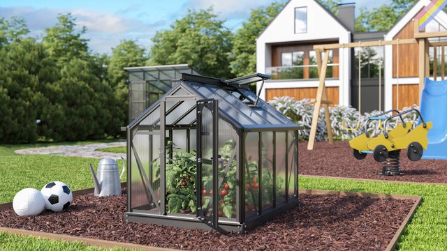 Vitavia Minigewächshaus Merlin in Schwarz mit Polycarbonat-Hohlkammerplatten, B/T/H: 120 x 87,2 x 106,5 cm - Bild 2