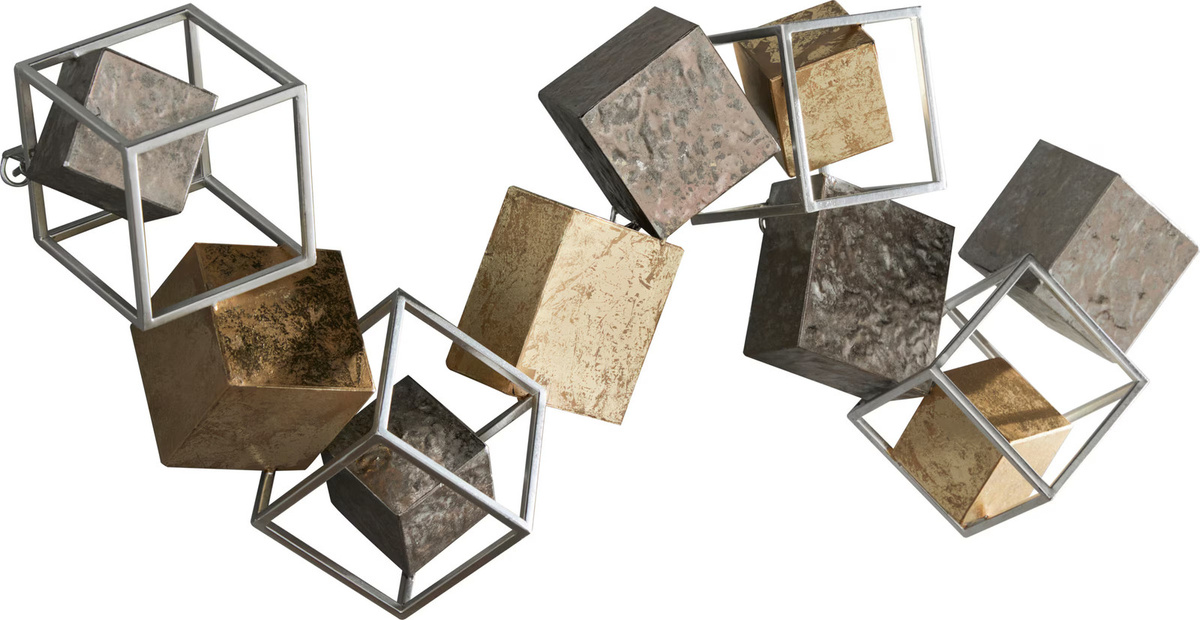 Wanddeko Impressionen Hanging aus Metall in Silber und Gold, B: 28,0 cm, H: 69,0 cm, T: 14,5 cm - Bild 2