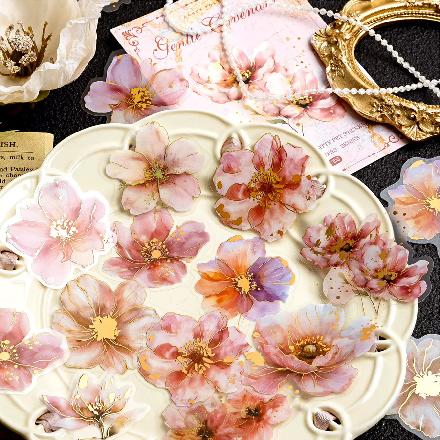 20 Teile PET Aufkleber mit Rosenblumen Motiv in Multicolour für DIY Dekoration, Scrapbooking und Bastelarbeiten - Bild 4