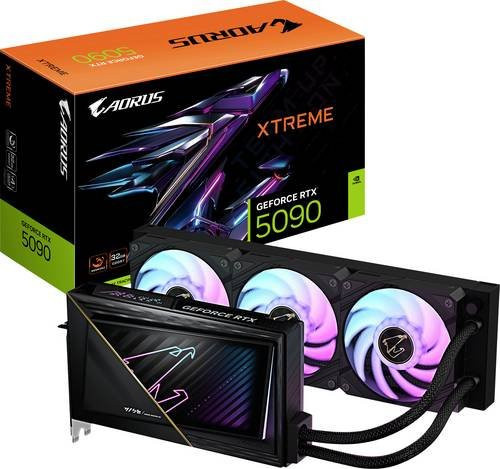 Gigabyte AORUS XTREME Nvidia GeForce RTX 5090 Grafikkarte mit 32GB GDDR7-RAM, Wassergekühlt, RGB Beleuchtung, HDMI und DisplayPort, Schwarz - Bild 1