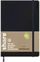 share Notizbuch DIN A5 Hardcover mit Stoffeinband und elastischem Verschluss in Blau oder Schwarz - Bild 1