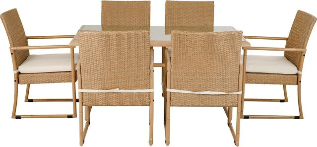 Greemotion Dining-Set Hanoi Essgruppe aus Aluminium in Bambus-Look, Farben: Braun und Beige - Bild 1