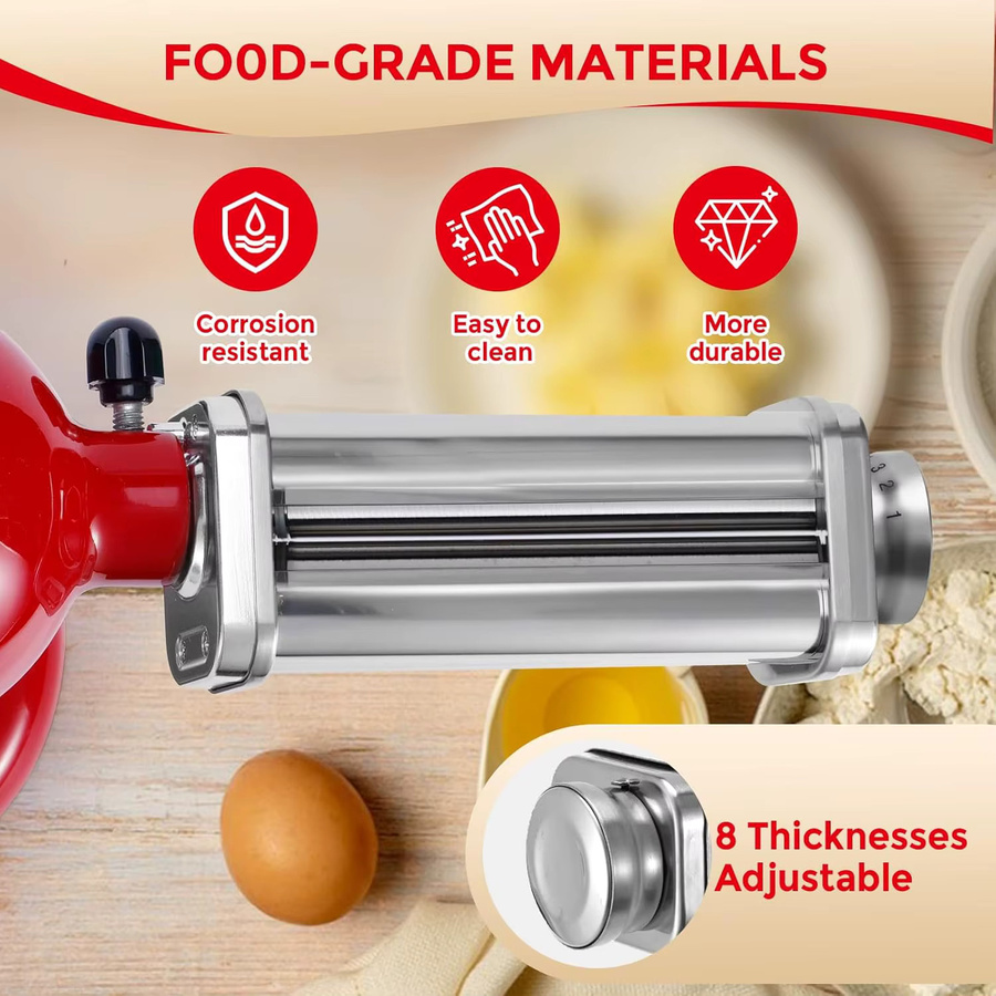 KitchenAid Nudelwalze aus Edelstahl in Silber zum Herstellen von Spaghetti und Fettuccine für Standmixer - Bild 3