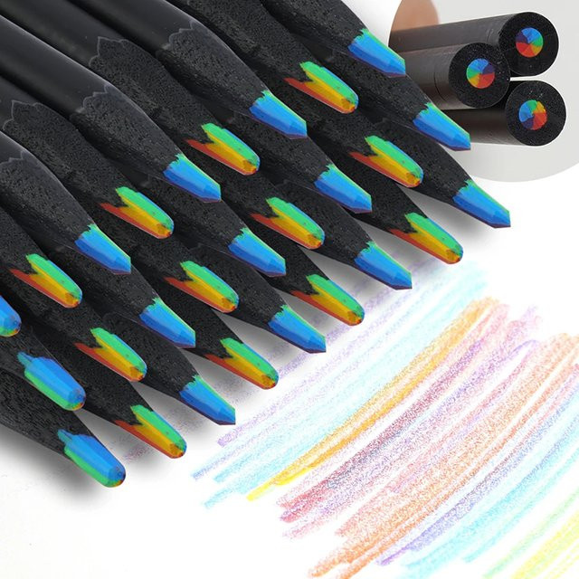 10 Stück Jumbo-Buntstifte mit 7 Farben Farbverlauf Regenbogen-Effekt für Kunst und Zeichnen in Multicolour - Bild 1