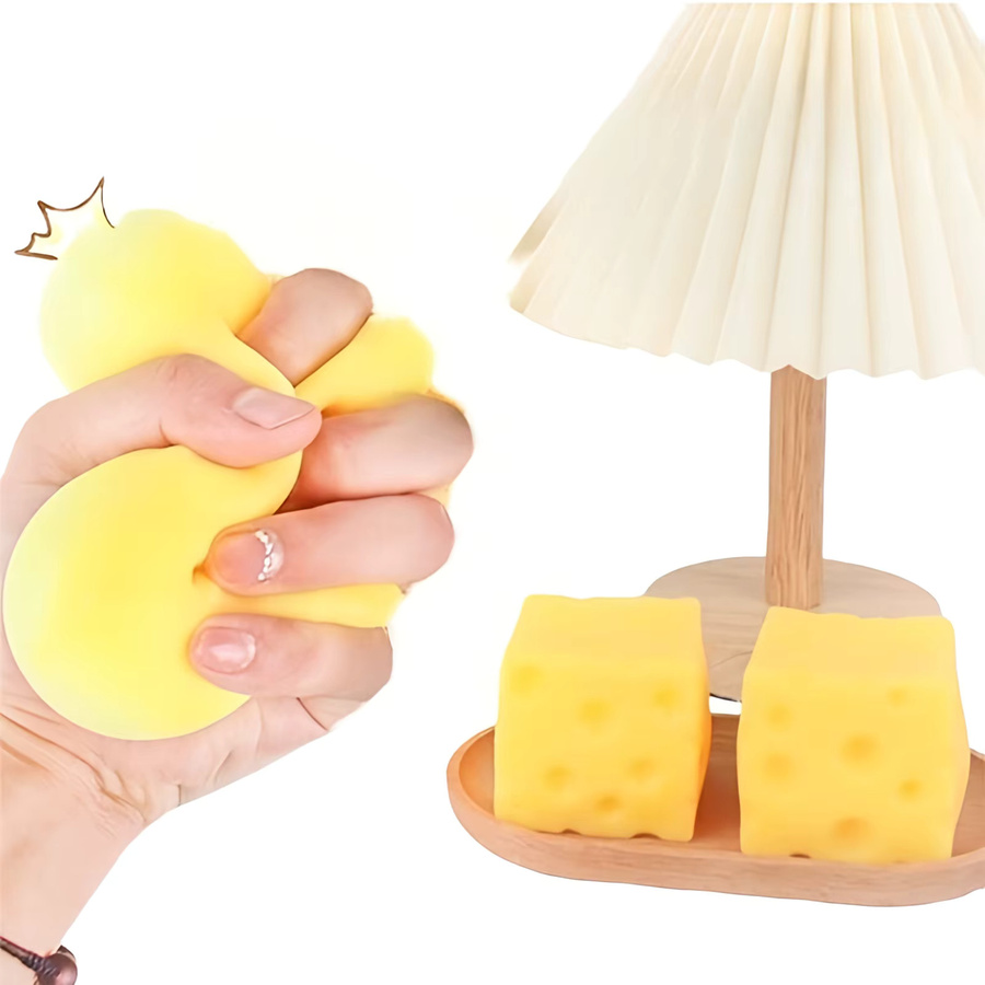 Needoh Squishy Quadratischer Käse-Quetschball, Stressabbau-Sensorikspielzeug - Bild 2