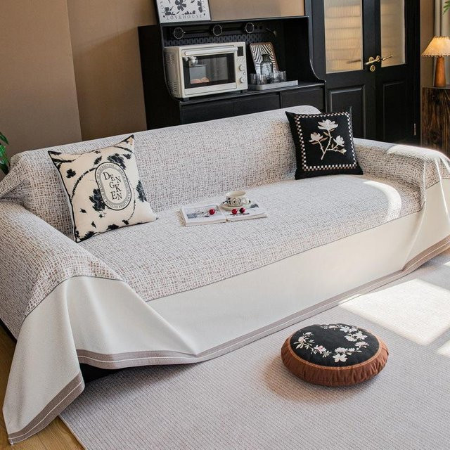 Rutschfester Chenille-Sofaüberzug mit Farbblock-Design für alle Jahreszeiten, B/B: 180 x 130 cm - Bild 1