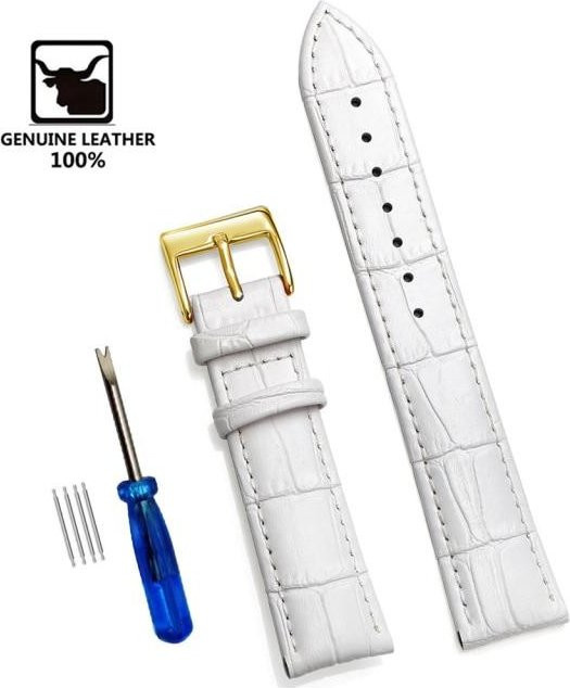Ka Chen Muxi Uhrenarmband Leder, Weiß, 12 mm, Herren - Bild 1