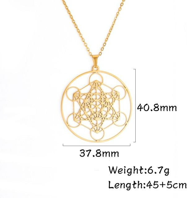 POMOiii Halskette Edelstahl, Blume des Lebens, Unisex, Gold - Bild 1