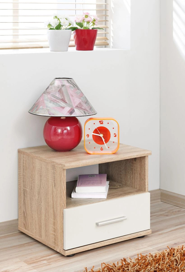 Nachttisch Superior von Furn.Design in Weiß und Eiche, B/T/H: 45 x 38 x 40 cm - Bild 2