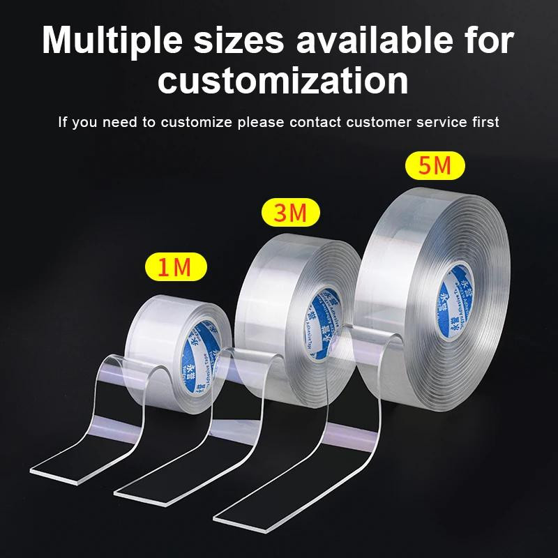 Yiran Toy Doppelseitiges Nano-Klebeband transparent, wiederverwendbar und wasserdicht, Breite: 10 mm, Länge: 1 m - Bild 2