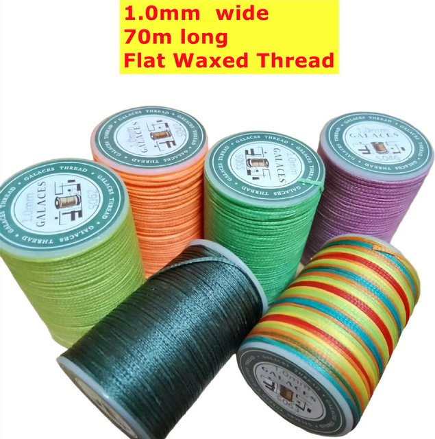 ALACES Premium Flacher Gewachster Faden für Ledernähen und Weberei, Multicolour, 1,0 mm - Bild 1